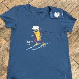 Life Is Good Women's Blue Brew-Ski Tee